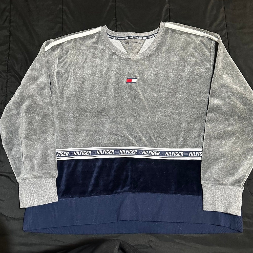 Tommy Hilfiger Sport Womens Velour Fitness Sweatshirt Athletic